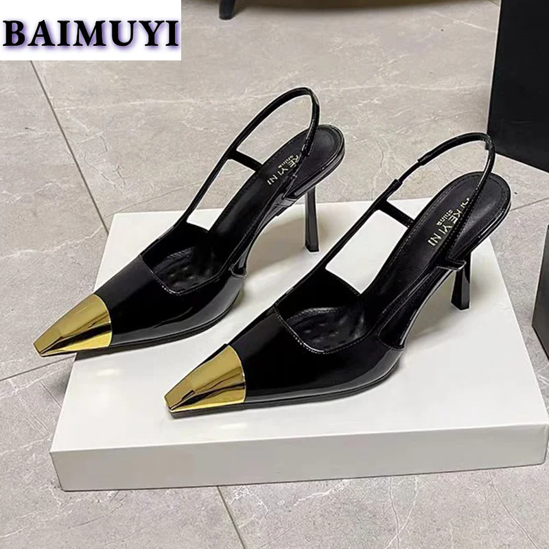 High Heels Women Sexy Pointed Toe Shoes New Summer Sandals 2025 Trend Ladies Party Dress Shoes Slingback Slippers Elegant Pumps