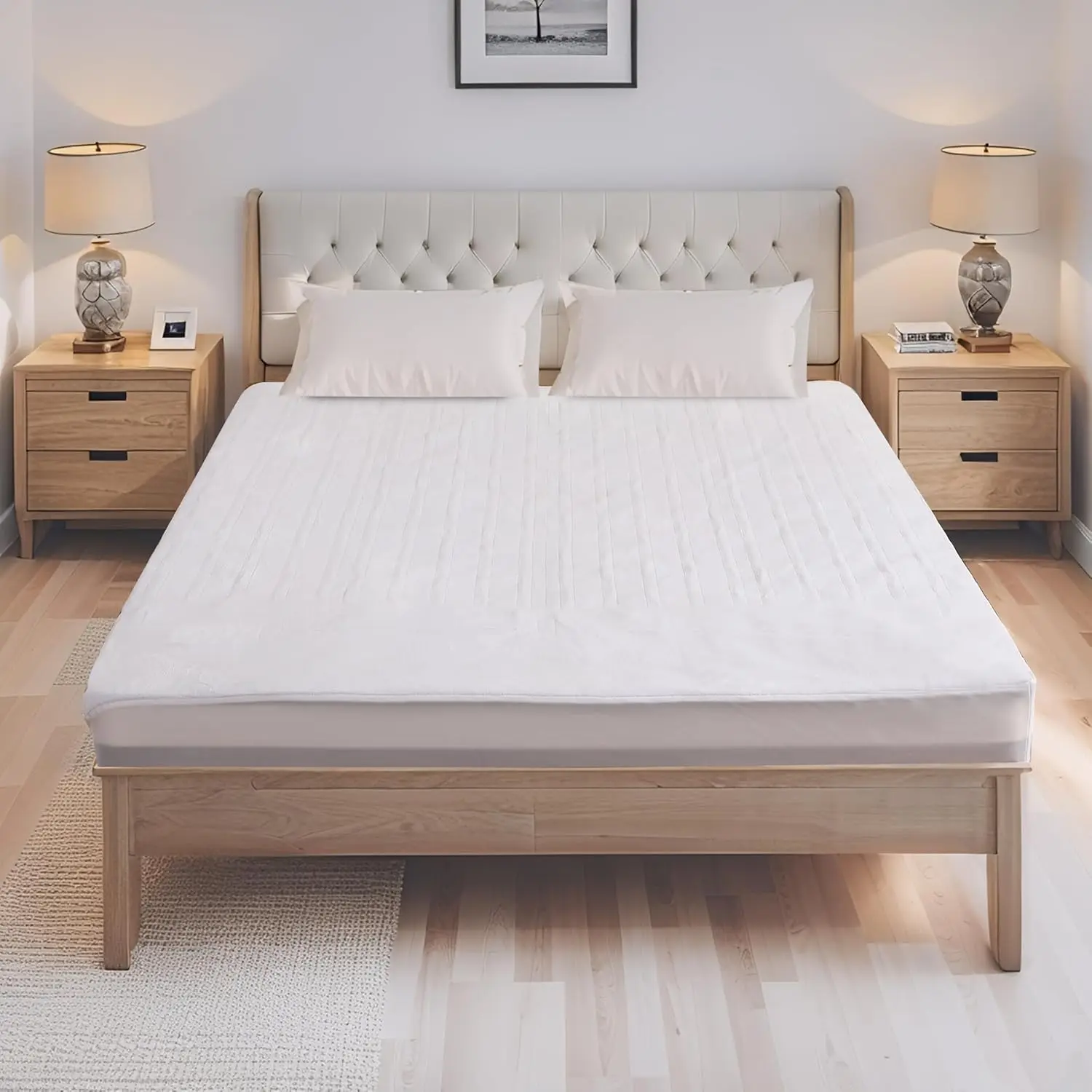 

Электрический наматрасник King Size 78x80 с автоматическим отключением, 4 режима нагрева, двойной контроллер, подходит для матрасов с глубокими карманами, можно стирать в машине