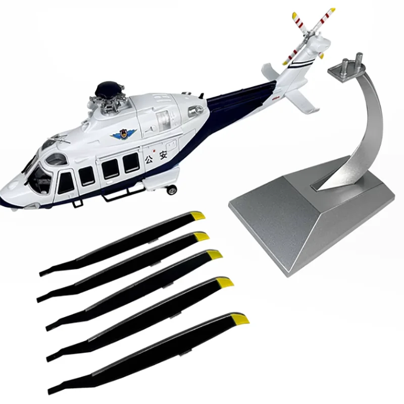 Diecast 1:32 Scale AW139 Helicopter Police Public Security Simulation Alloy Finished Product Aircraft Model Collection Gift Toys