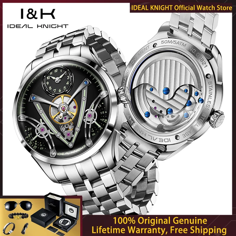 

IDEAL KNIGHT 6821 Men Watch Top Luxury Brand True Tourbillon Watch Men All Automatic Mechanical Watch Waterproof High Men Watch
