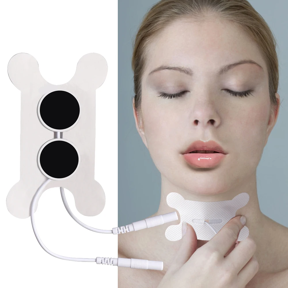 4/10Pcs Reusable Throat Nerve Electrode Pads Non-woven Electrodes Patch Body TENS Pulse Massager EMS Muscle Stimulator Gel 2.0mm