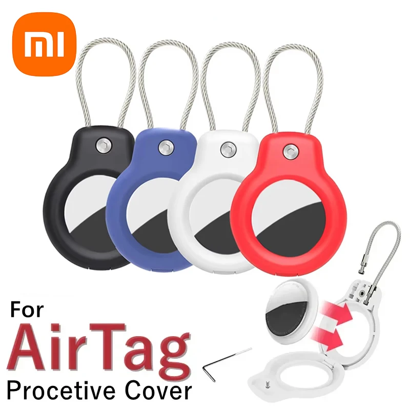 Xiaomi Apple AirTag ผู้ถือ Tracker GPS Locator สีพวงกุญแจ Protector ฝาครอบล็อคความปลอดภัย Anti Lost Location Tracker