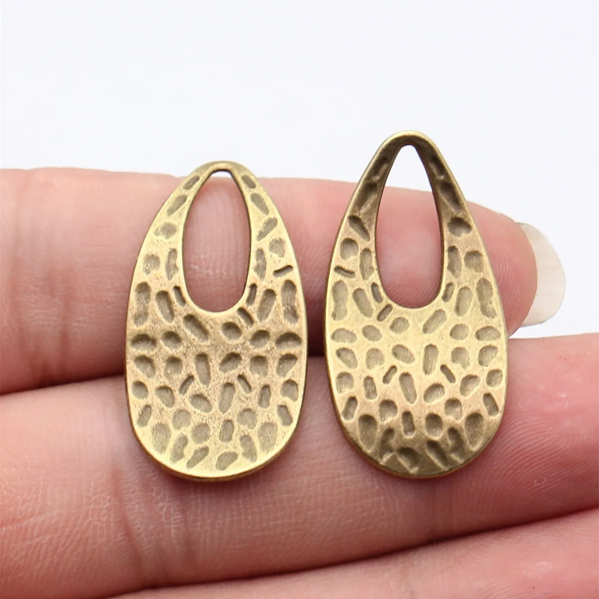 10pcs 34x18mm 5 Colors Hammered Teardrop Geometric Charms Handmade Jewelry Making Accessories