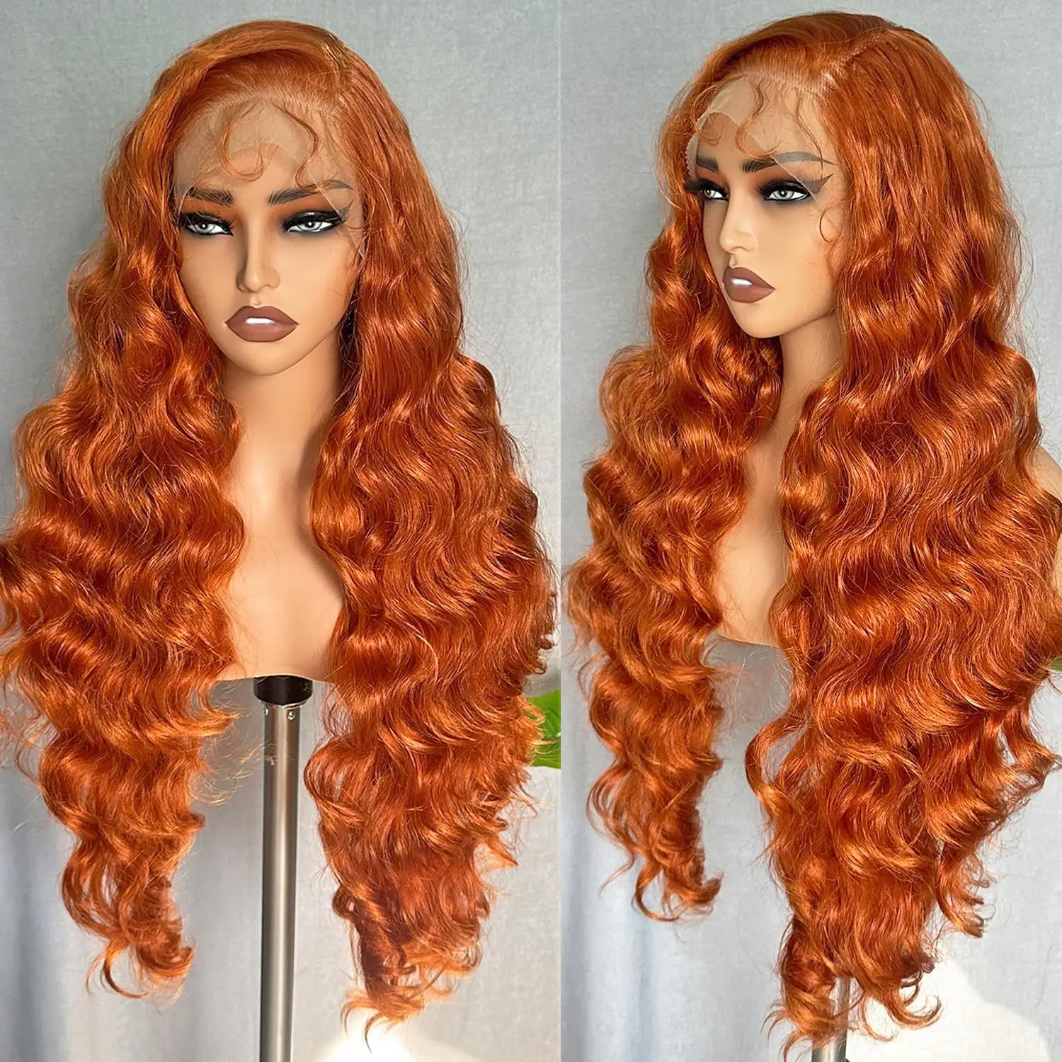 30 40 Inch ginger body Wave hd lace frontal human hair wig 13x6 Colored Orange ginger 13x4 Frontal Curly Wigs Remy For Women