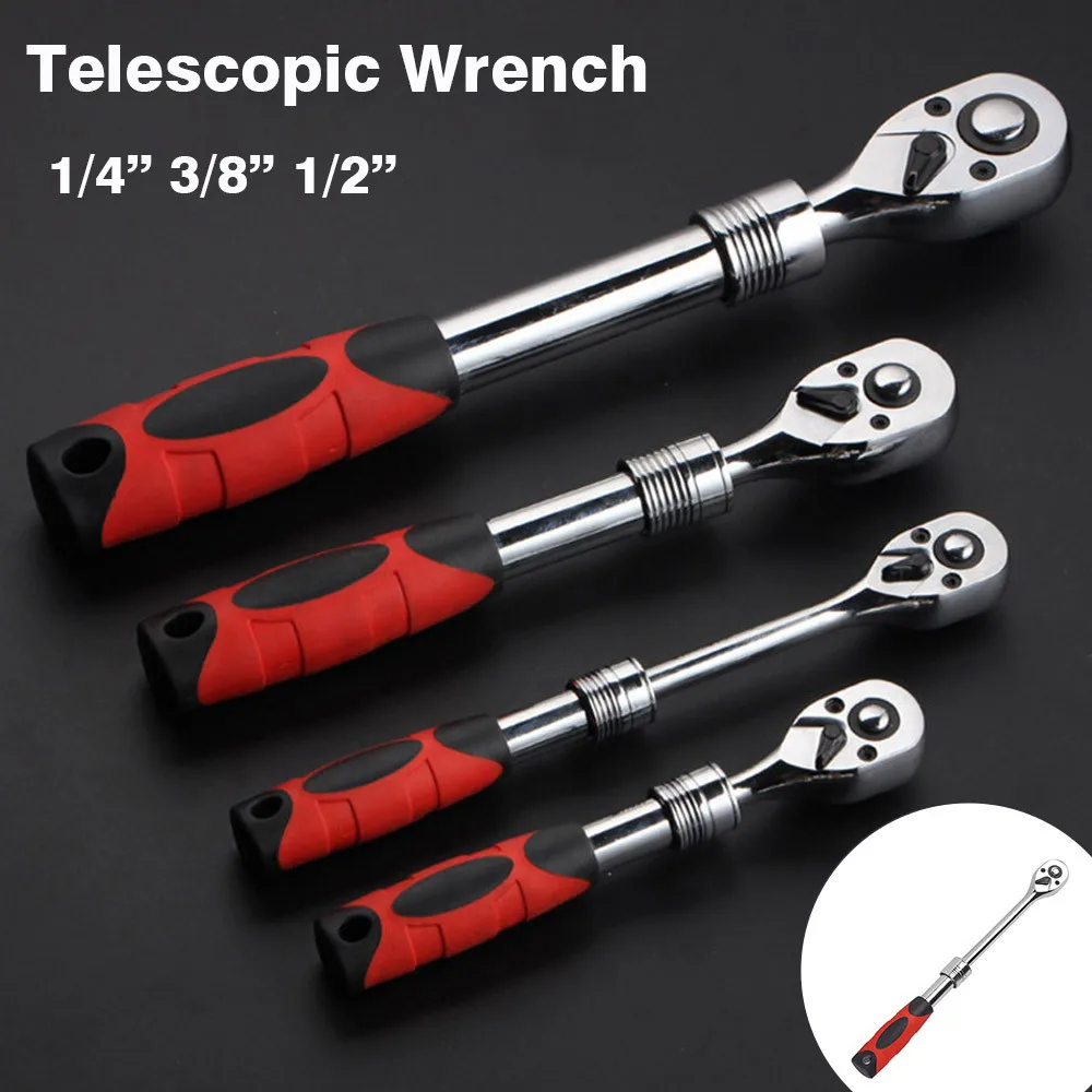 

Ajustable Socket Ratchet Wrench Key 1/2" 3/8" 1/4" Telescopic 72 Teeth Spanner Universal Flexible Car Automotive Repair Tool