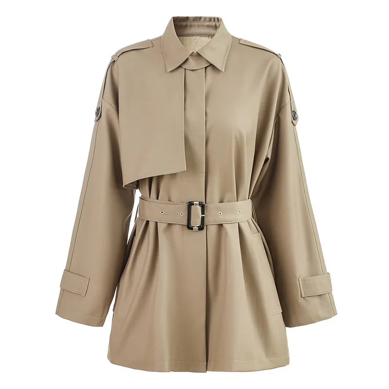 

New Autumn Women Long Sleeve Coat With Belt Lady's Trench coat