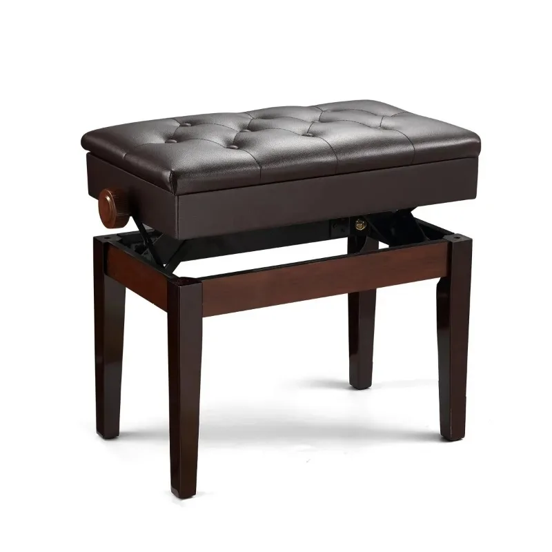 Adjustable Bench Professional Chair Seat Stage Piano Stool with Storage Compartment