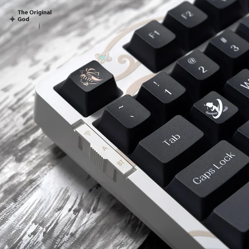 Genshin تأثير لوحة المفاتيح Shenhe 100 مفاتيح قابلة للتبديل السريع لتقوم بها بنفسك التبديل RGB 8000mAh BT 2.4G لوحة مفاتيح الألعاب اللاسلكية حسب الطلب
