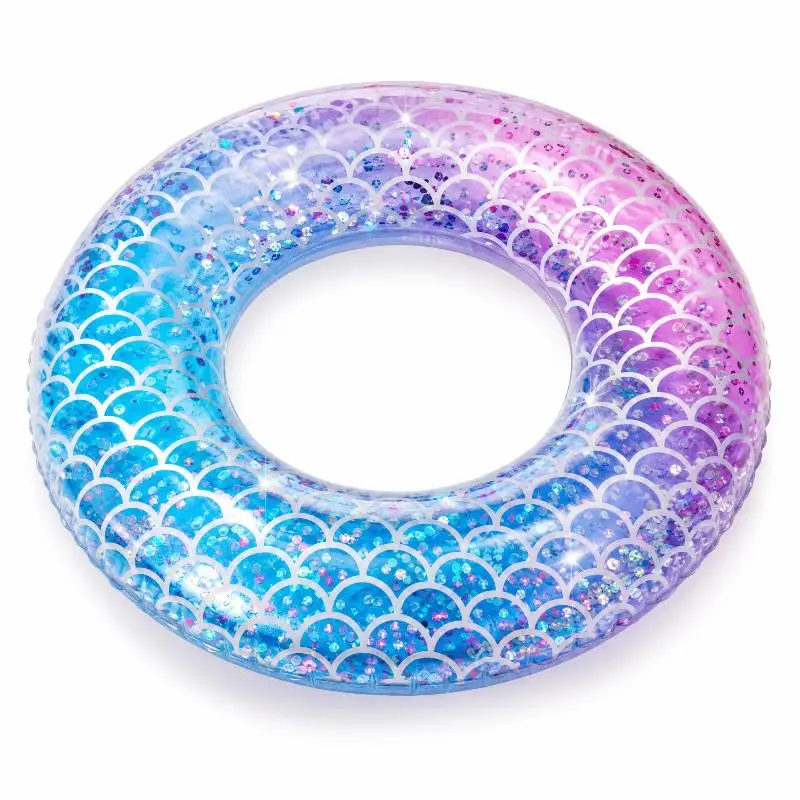 Adult Glitter Starry Pool Float Thickened Inflatable Swim Ring for Outdoor Beach Pool Summer Water Party Play