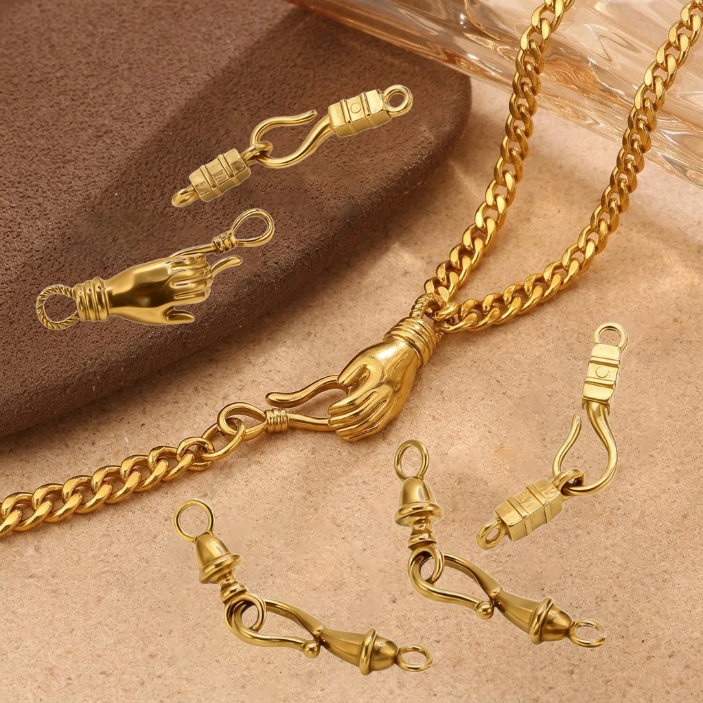 2 Stück/Set Edelstahl-Verschlusshaken-Verbinder für DIY handgemachte Armbänder, Halsketten, Schmuckherstellung, Zubehör, Bastelbedarf – Detail 1