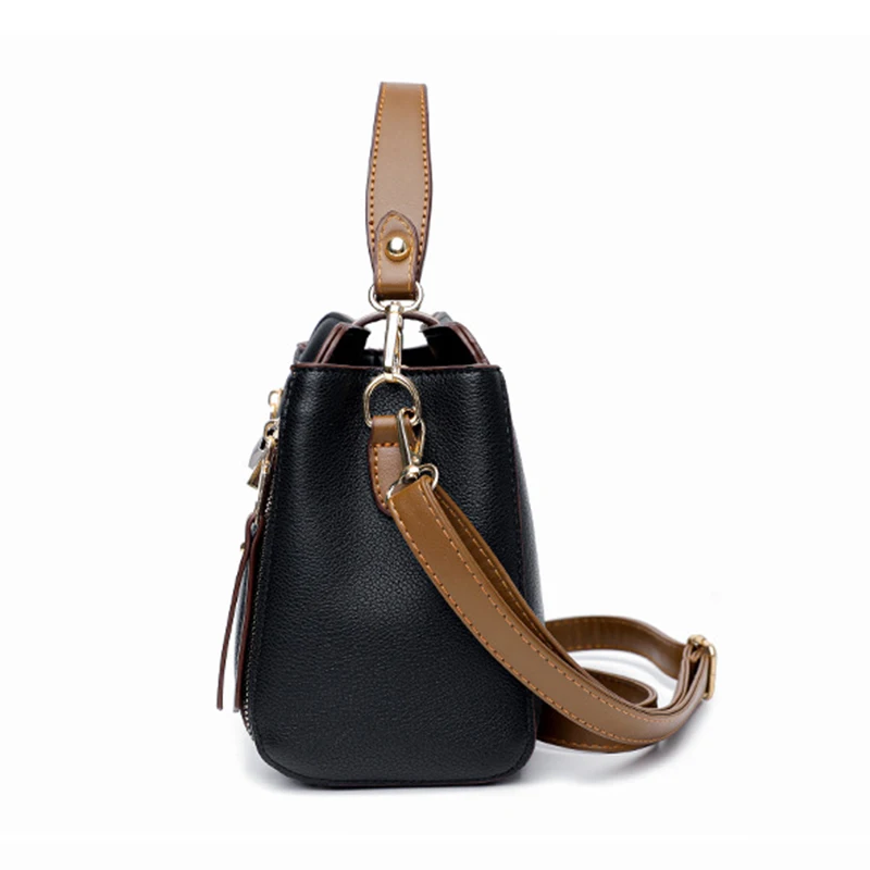 Fashion Handle Bags For Women PU Leather Crossbody Bag Large Capacity Bucket Shoulder Handbag Middle-aged Mommy Bags Tote Purse