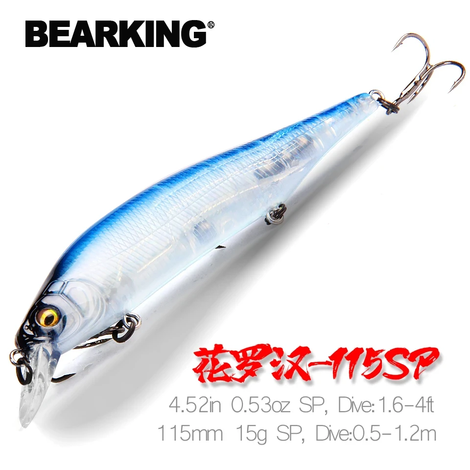 BEARKING 115mm 15g SP system ciężarków wolframowych najlepsze przynęty wędkarskie minnow korba wobbler jakości wędkarskie haczyki wędkarskie
