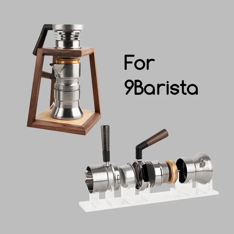 9Barista Acrylic/Walnut Display Storage Rack Drain Stand Extended Service Life Barista Corner Organization Accessories