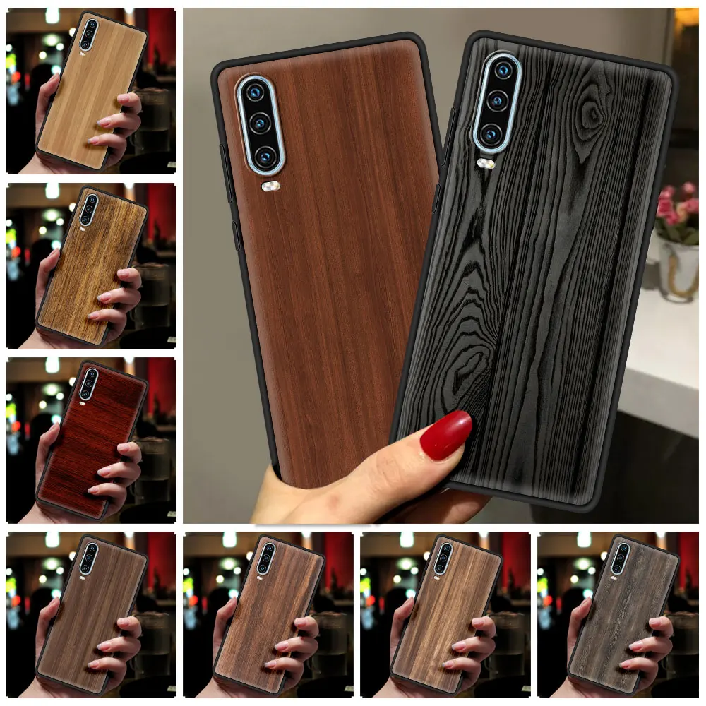 Carved Wood Phone Case For Huawei P50 P40 P30 Lite E P20 Pro Y9 Y7 Y6 2019 P Smart 2021 Z Y6p Y7a Y9s Cover Funda Coque Silicone