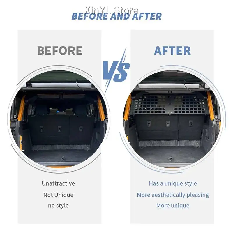 Trunk Pet Barrier Protective Divider Shelf for Ford Bronco 2/4 Door 2021 Up Car Separate Cargo Fence Cargo Organize Accessory
