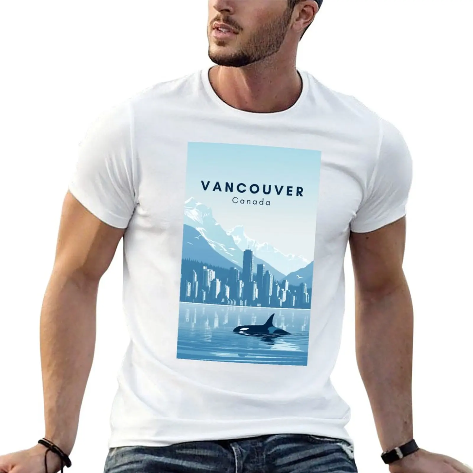Vancouver's Urban Coastal Charm T-Shirt Graphic Print Short Sleeve T-Shirt