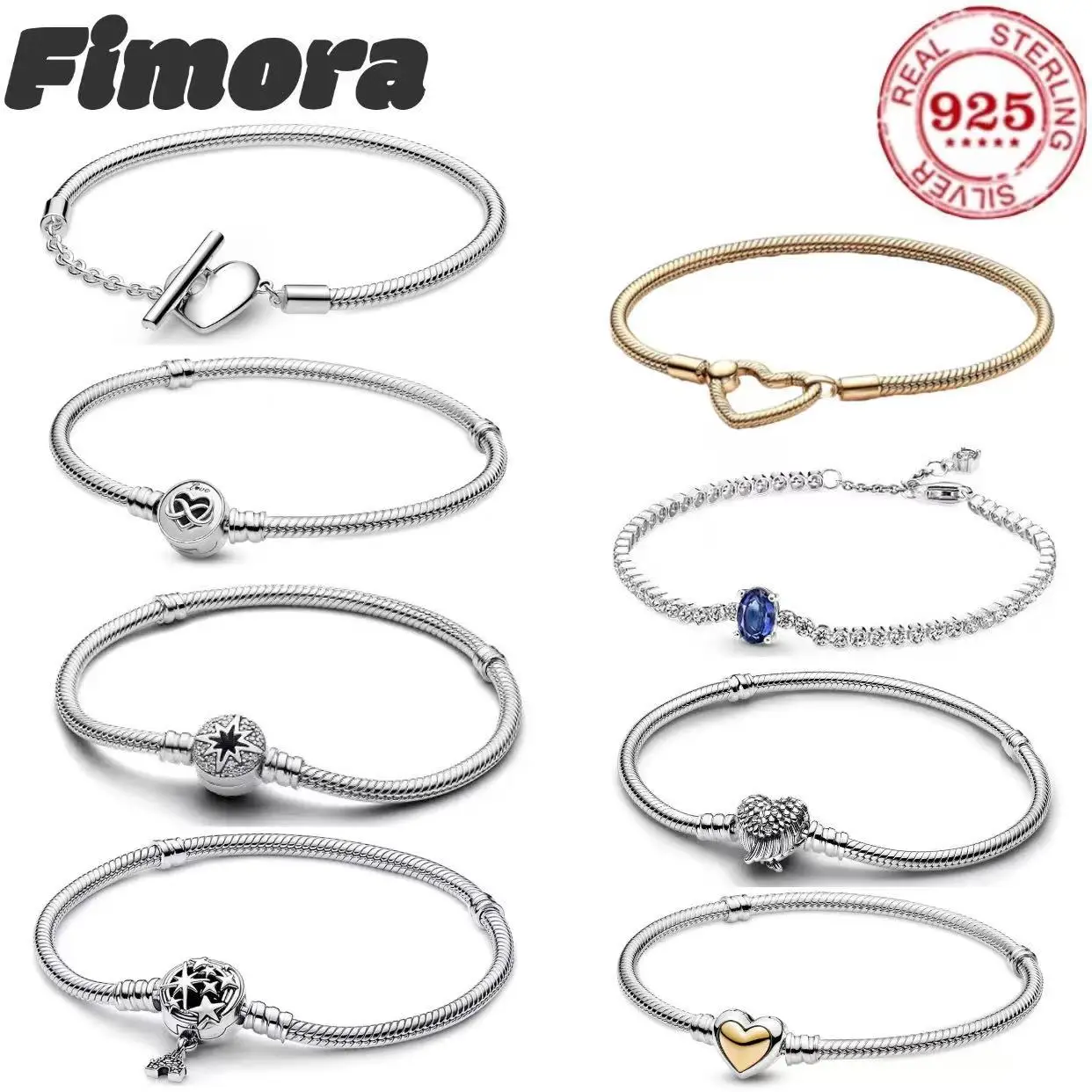 Luxury Hot Sale 925% Sterling Silver Flower And Heart Shaped Bracelet Fit Bead DIY For Women's Birthday Jewelry Gifts