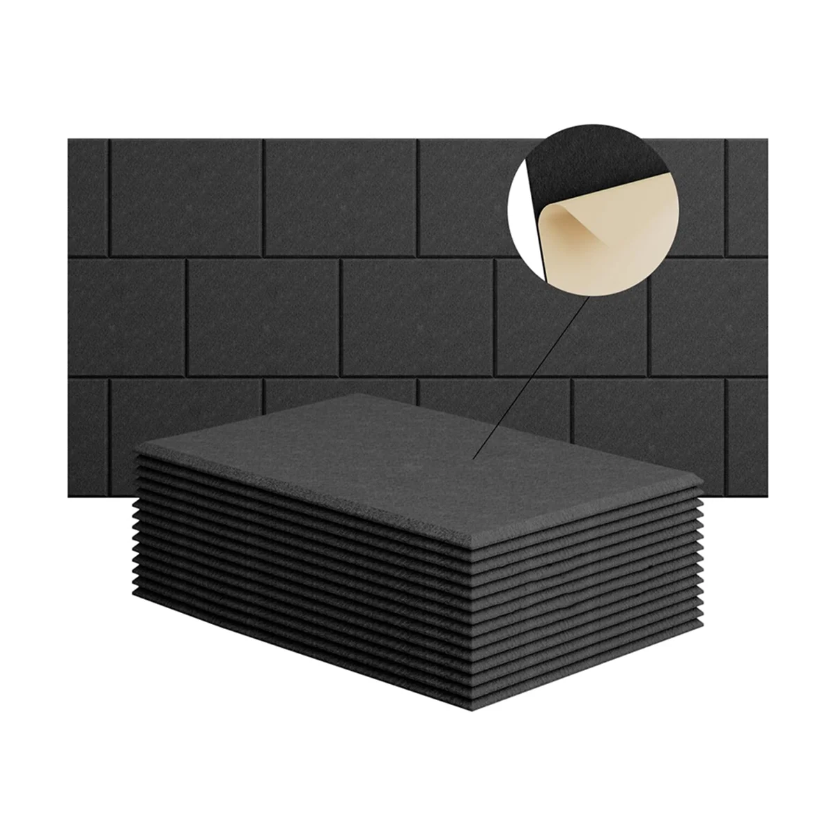 15 Pack 12x8x4 Inch Acoustic Wall Panels, Self-Adhesive Sound Absorbing Panel,for Recording Studios Black