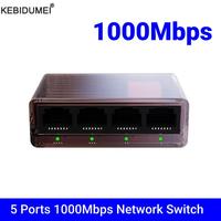 5 Ports Network Switch 1000Mbps RJ45 LAN Hub Adapter Full/Half Duplex Internet Splitter Ethernet Smart Switcher for Router PC