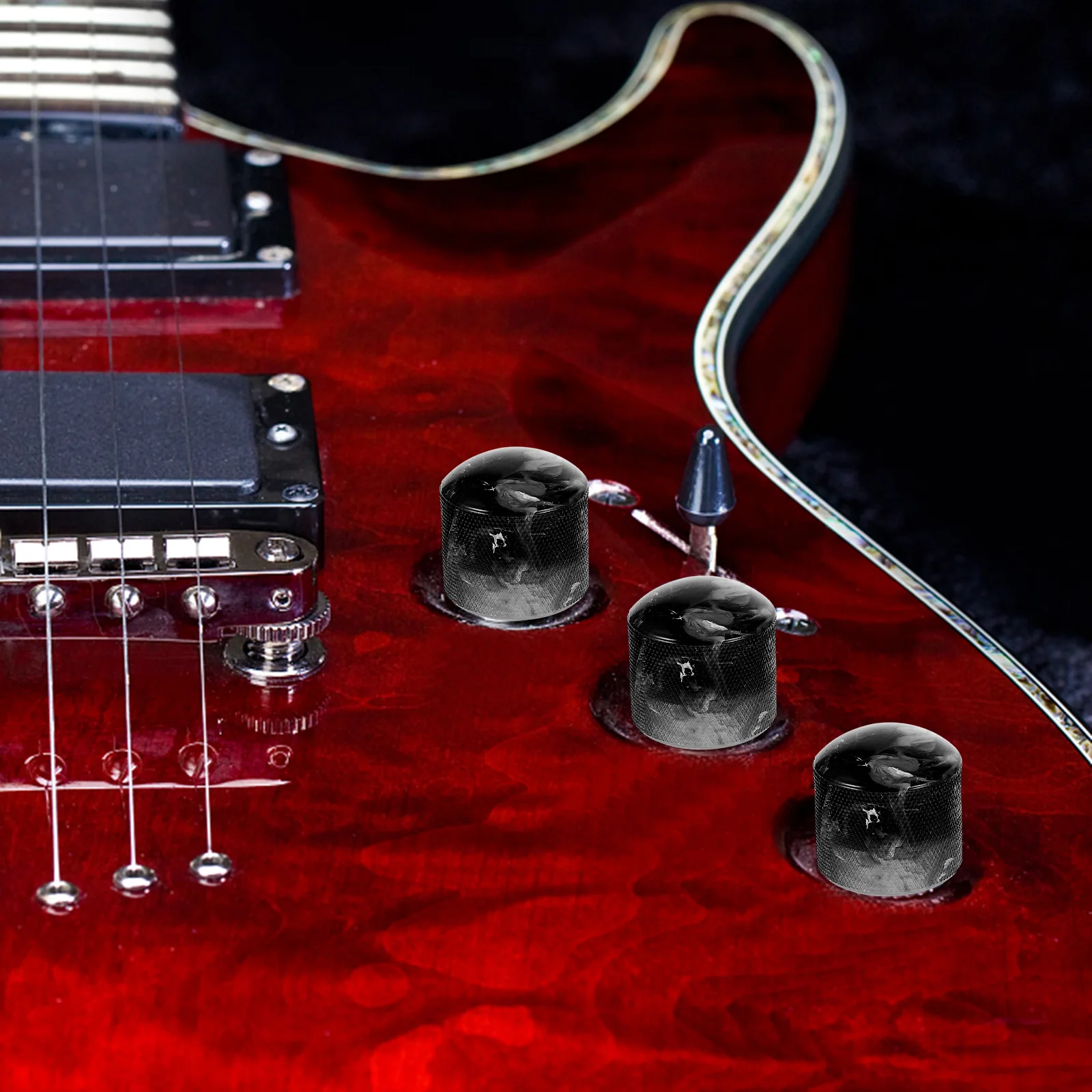 

6Pcs Guitar Knobs Electric Bass Accessories Plastic Metal Easy Install Replacement Parts Professional