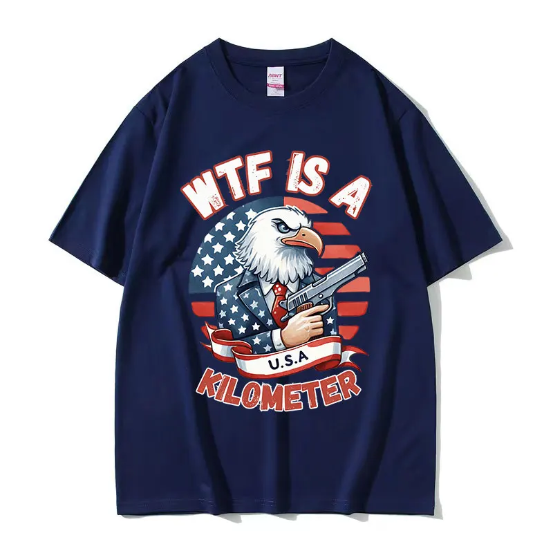 WTF كم ميمي تي شيرت للرجال والنساء ، أمريكا ، جولي الرابع ، النسر ، الرسم مضحك ، س الرقبة ، القطن المتضخم ، الموضة