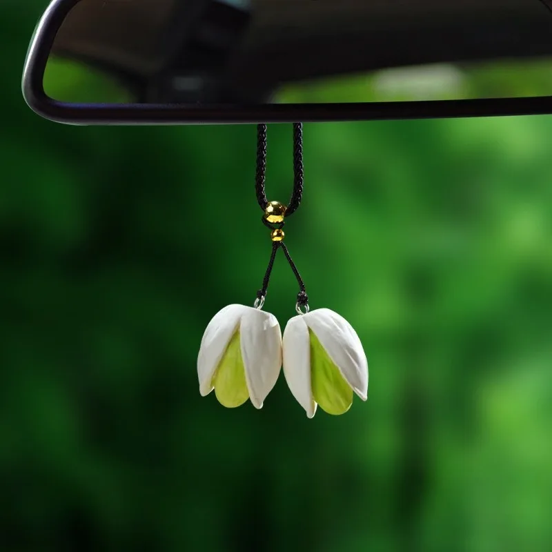 Pistachio Car Air Freshener Hanging Pendant Long‑Lasting Scent Rearview Mirror Scented Paper Auto Interior Decor