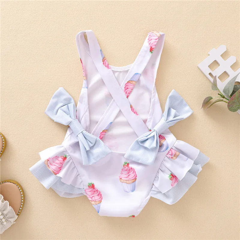 Baby Girls Swimwears Summer Bikini Set Sun Protection Kids Cute Floral Toddler Learn Swimming Suits One-Piece Sunbeach Swimsuits