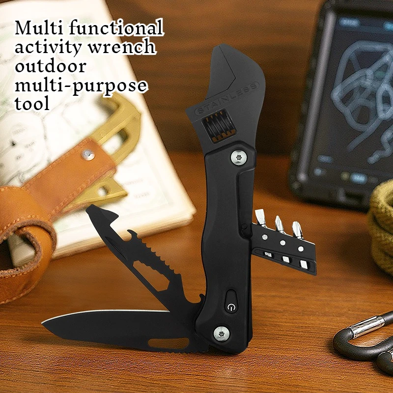 

Multi Functional Activity Wrench Convenient for Outdoor Camping and Hiking Versatile EDC Emergency Survival Tool with LED Lights