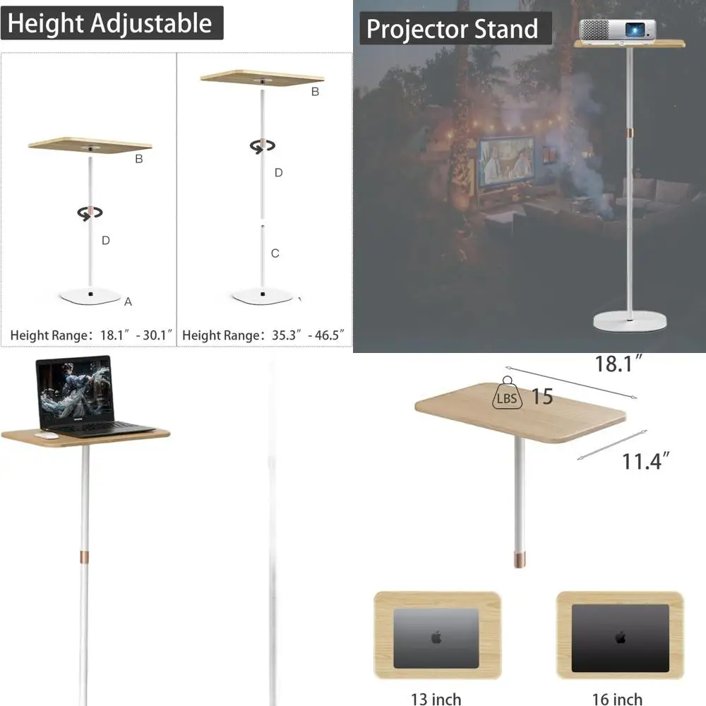 

Портативный стол для ноутбука с регулируемой высотой и деревянной столешницей, компактная рабочая станция для домашнего и офисного использования, белый