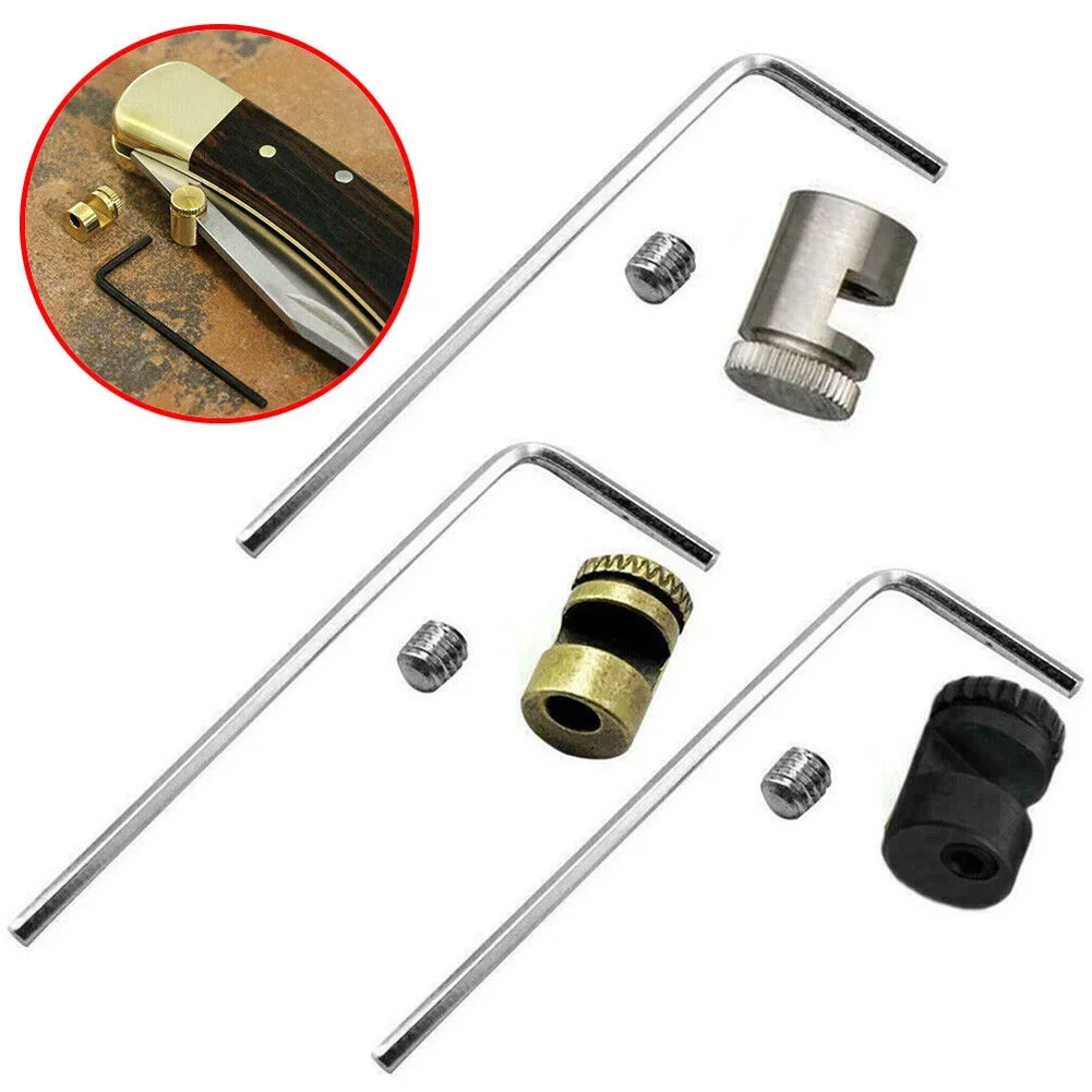 

3Pcs/set Cutter Thumb Stud Push Cutter Button Stainless Steel Material 110 Screw Pusher Screw Folding Blade With Screws Wrench
