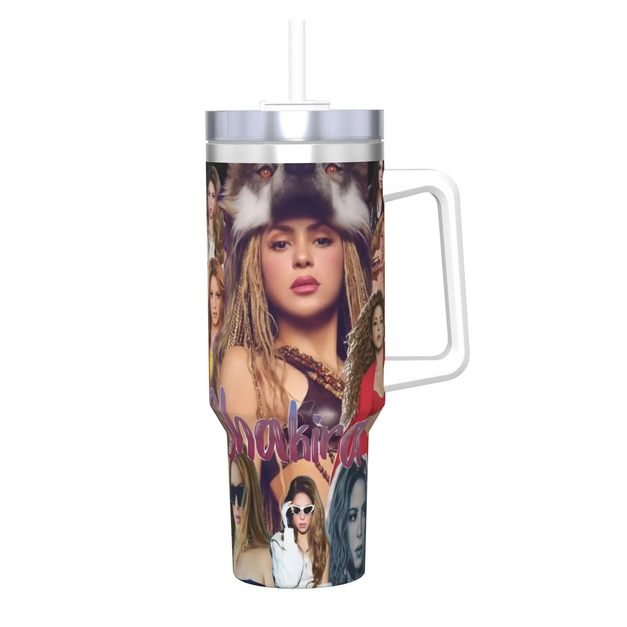 Shakira Singer Tumbler With Straw  Stainless Steel Travel Mugs Double Wall Vacuum Insulated for Cold Or Hot 40oz