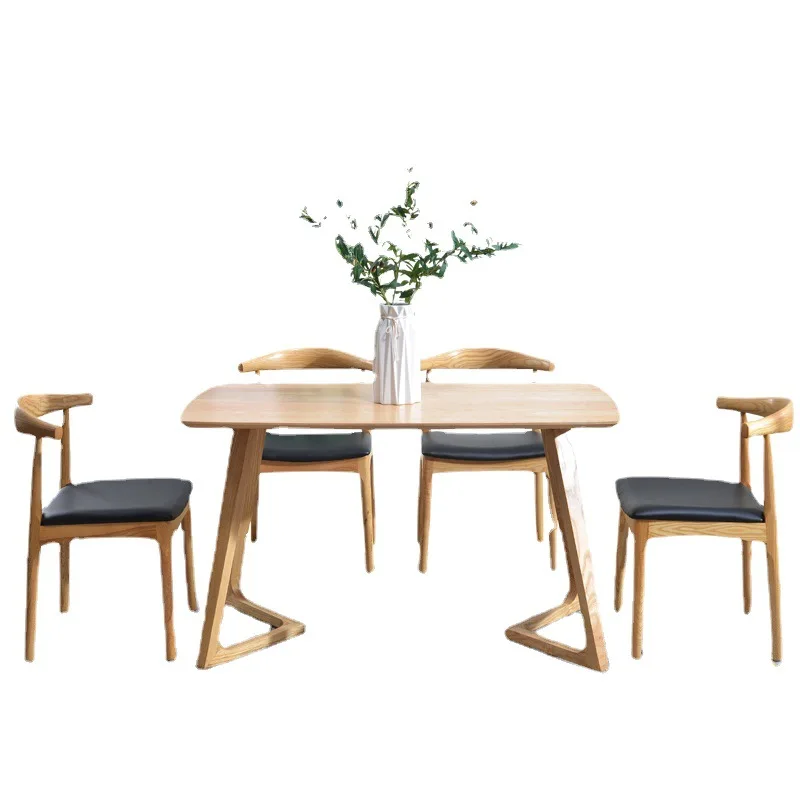

Nordic style solid wood dining table and chair combination, designer modern simple table and chair