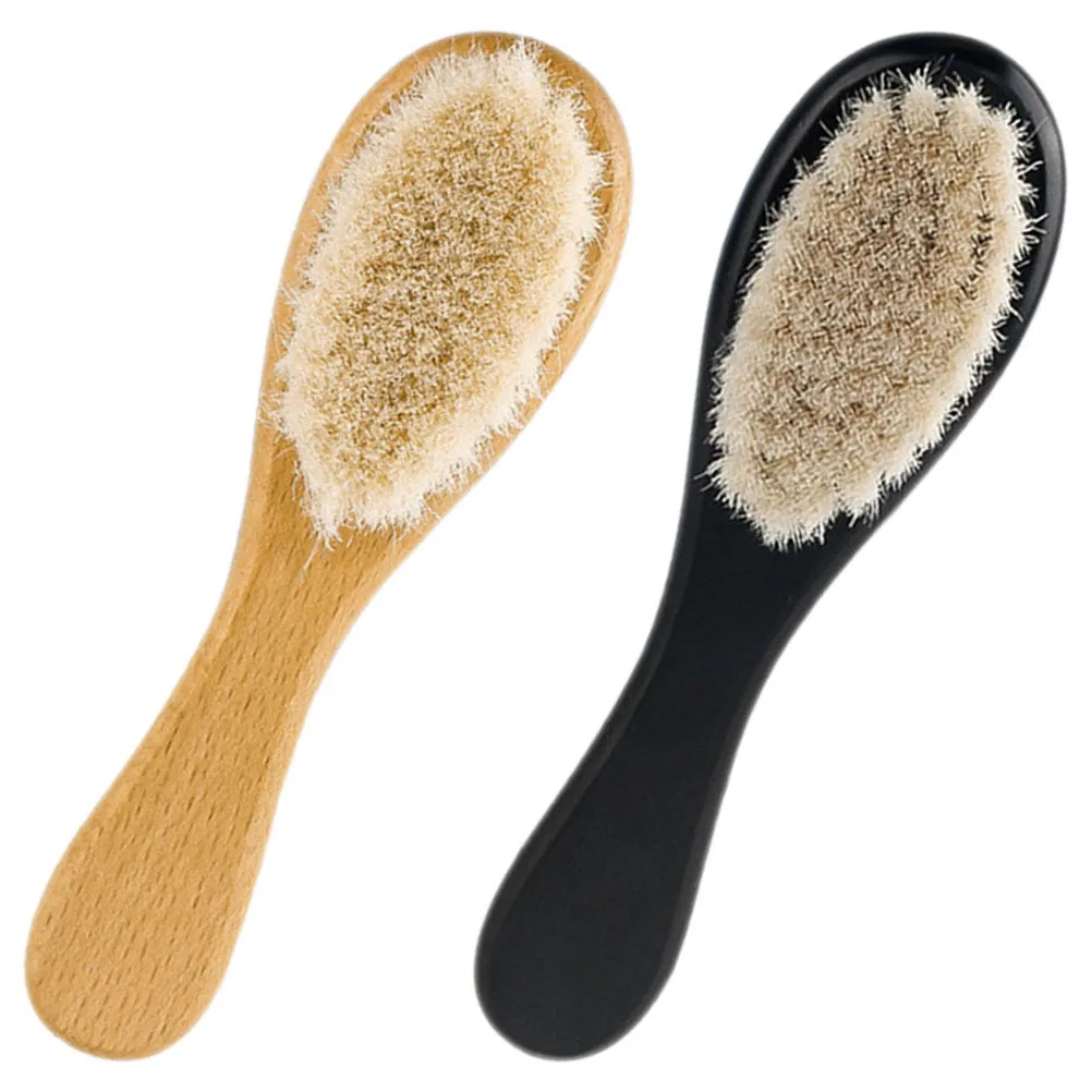 

2Pcs Baby Cradle Cap Brush Soft Bristle Hair Brush for Newborn Toddler Infant Wooden Handle Hair Scalp Cleaner