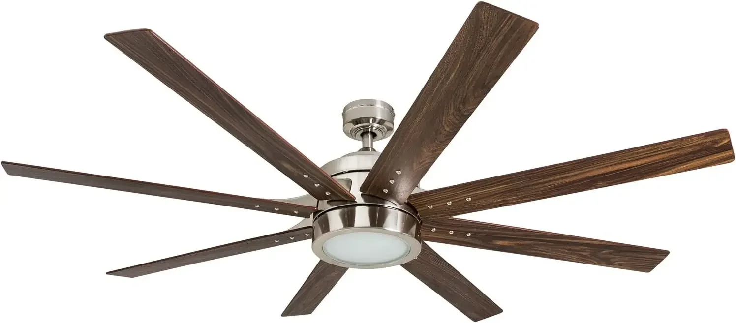 Ceilingfan Xerxes, modern LED ceiling fan with lighting and remote control, 8 blades, dual surface treatment, reversible motor