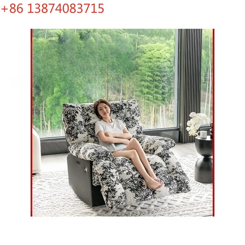 Electric single sofa chair, retro ink and wash fabric massage rocking chair