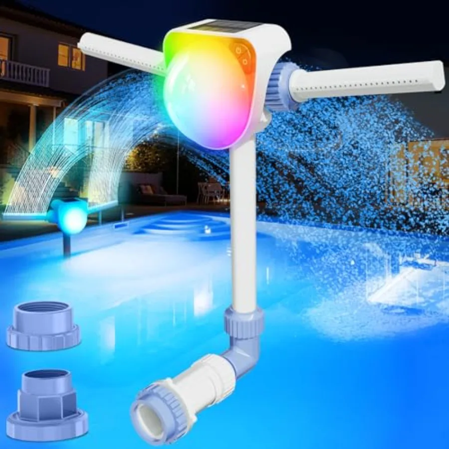 

2025 Upgrade Solar Fountain Light Show, Adjustable Dual Spray Sprinkle Pool Fountains for Inground Pool Waterfall, Swimming Poo
