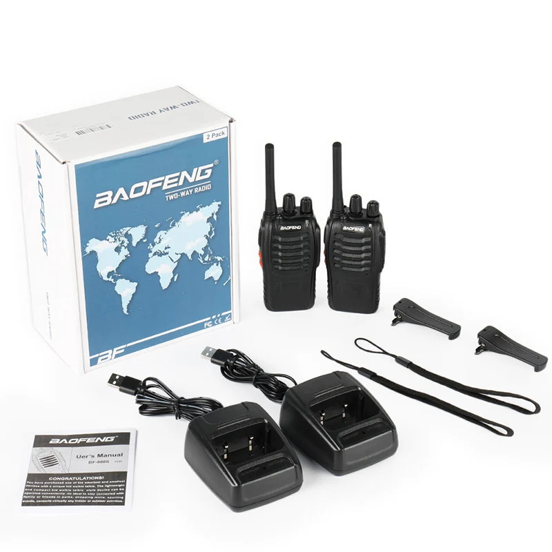 2pcs BAOFENG BF-88E Walkie Talkie Two-way radio 16 channels set UHF 400-470MHz with USB Charger for EU User PMR 446