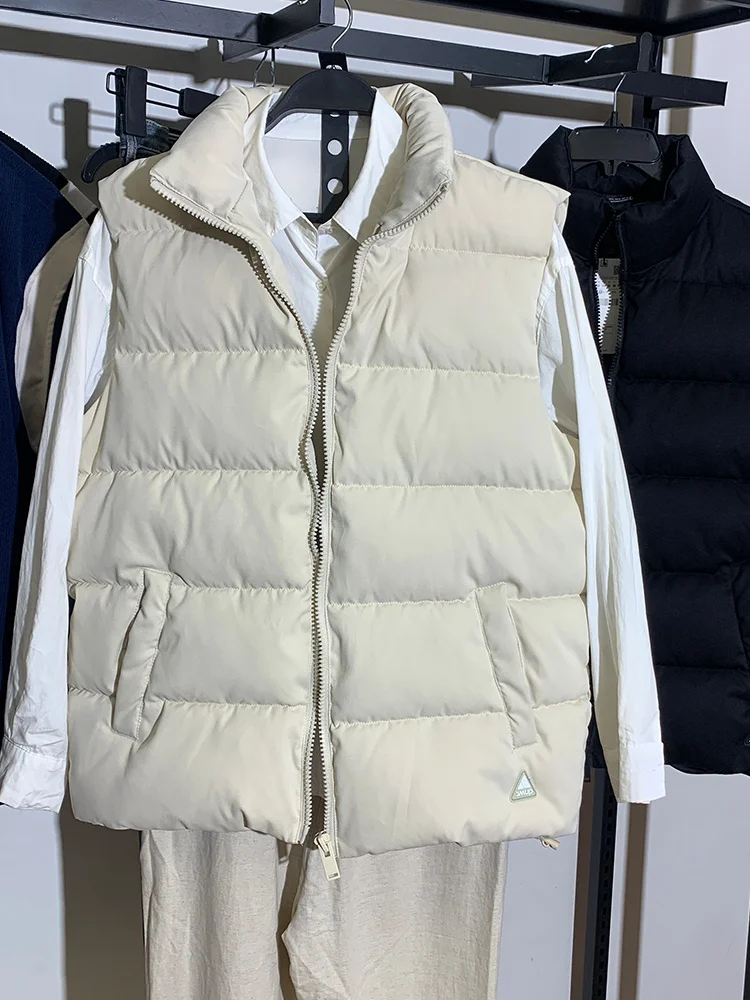 

Men's Thiened Cotton Vest Autumn Winter New Arrival 430240 707 Warm Stand Collar Loose Fit Regular Length European Sle