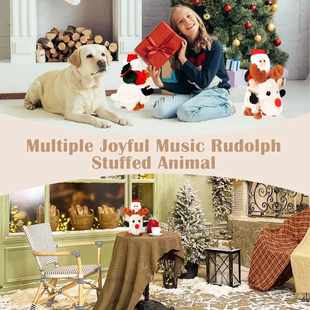 Electric Santa Riding Reindeer Toy Animated Musical Animated Christmas Decoration Window Decor Style Motion Activated