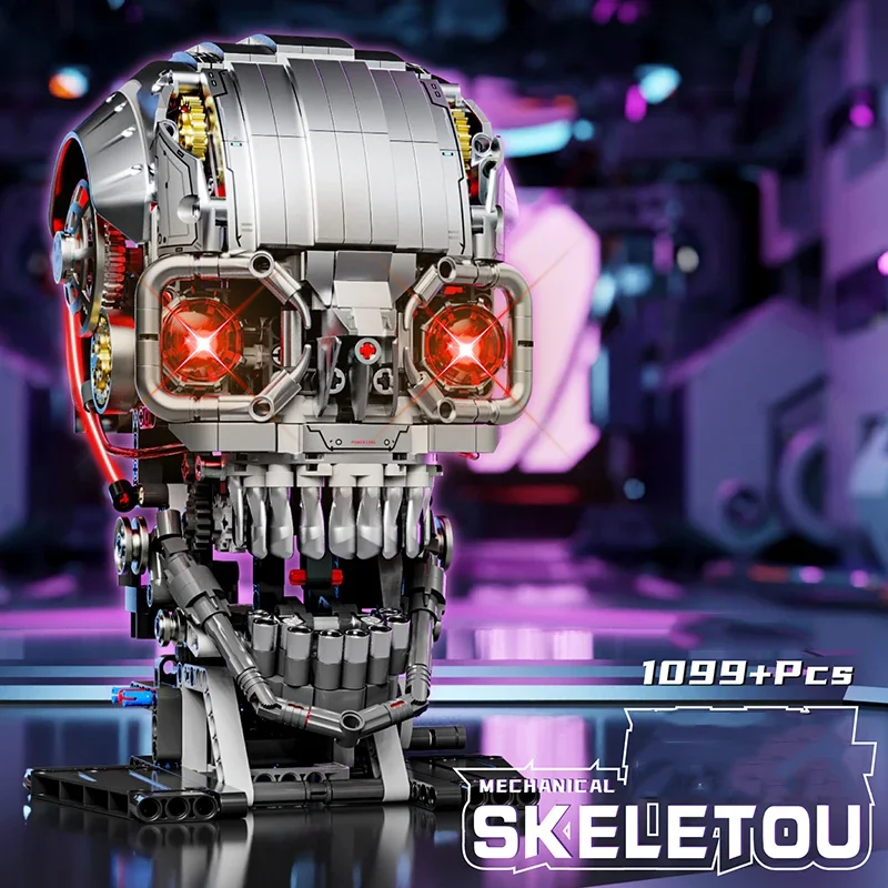 

1099PCS Mechanical Skull Head Building Blocks Set Skeleton Soldier Model Bricks Desktop Decoration Toys For Kids Holiday Gifts