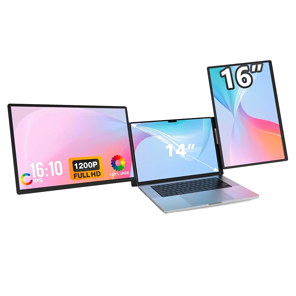Factory 16 Inch Triple Laptop Screen Extender with IPS Panel 1200P LCD Quad Portable for Laptop
