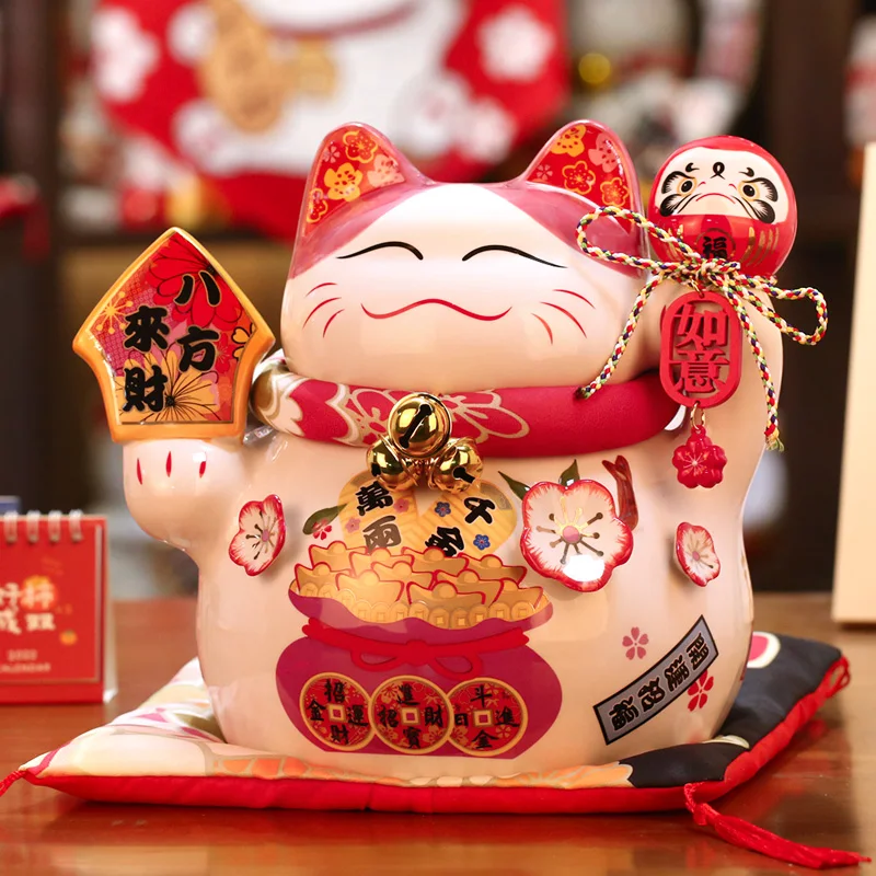 

Lucky Cat Small Decorative Items Ceramic Ornament Creative Gift Living Room Home Decoration Saving Pot Living Room Decoration