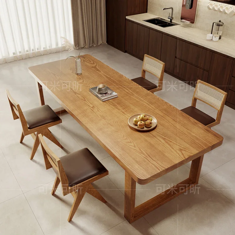 

North American ash wood dining table household high-end all-solid wood rectangular dining table living room simple