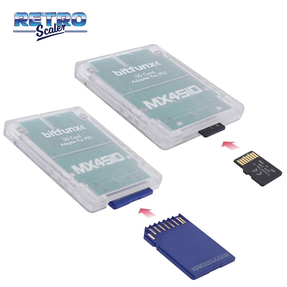 Retroscler-MX4SIO SIO2SD SD 카드 어댑터 및 Fortuna 64MB FMCB OPL1.2.0, 플레이스테이션 2 PS2 슬림 콘솔용 카드 및 게임 카드