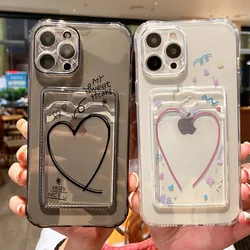 Card Holder Clear Phone Case For iPhone 15 Pro Max Case iPhone 17 Air 11 13 12 16 14 Pro Max XR X XS 8 7 Wallet Pocket Cover