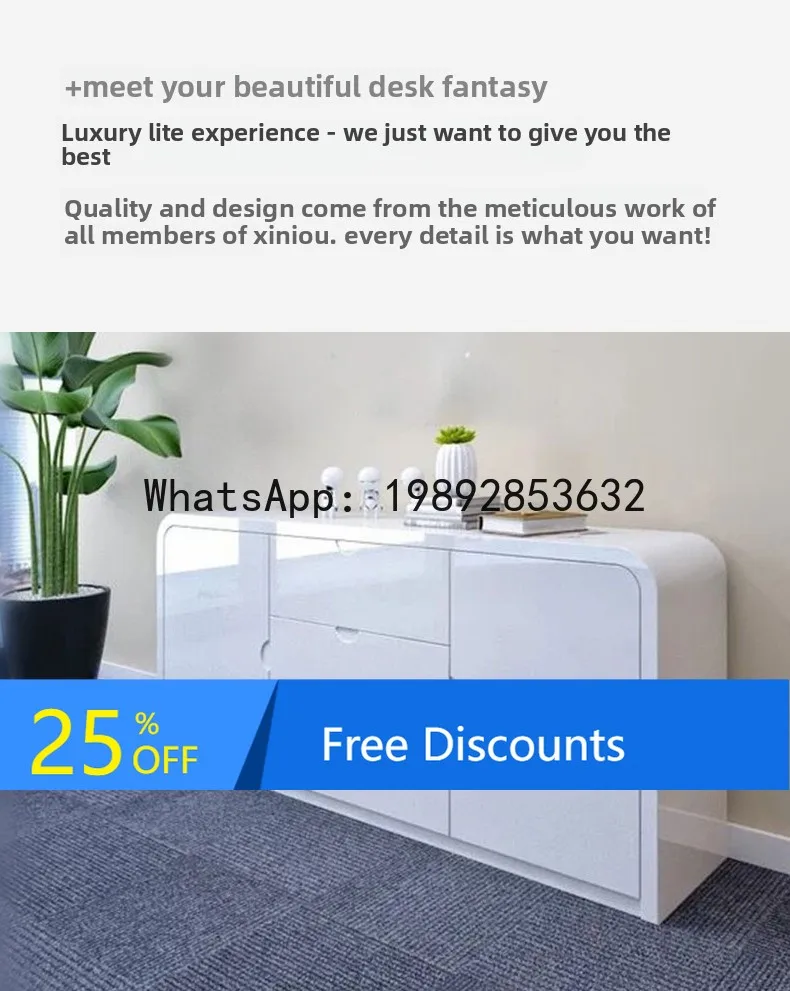 

YFY White Lacquer File Low Simple Modern Storage Floor Tea Cabinet Office