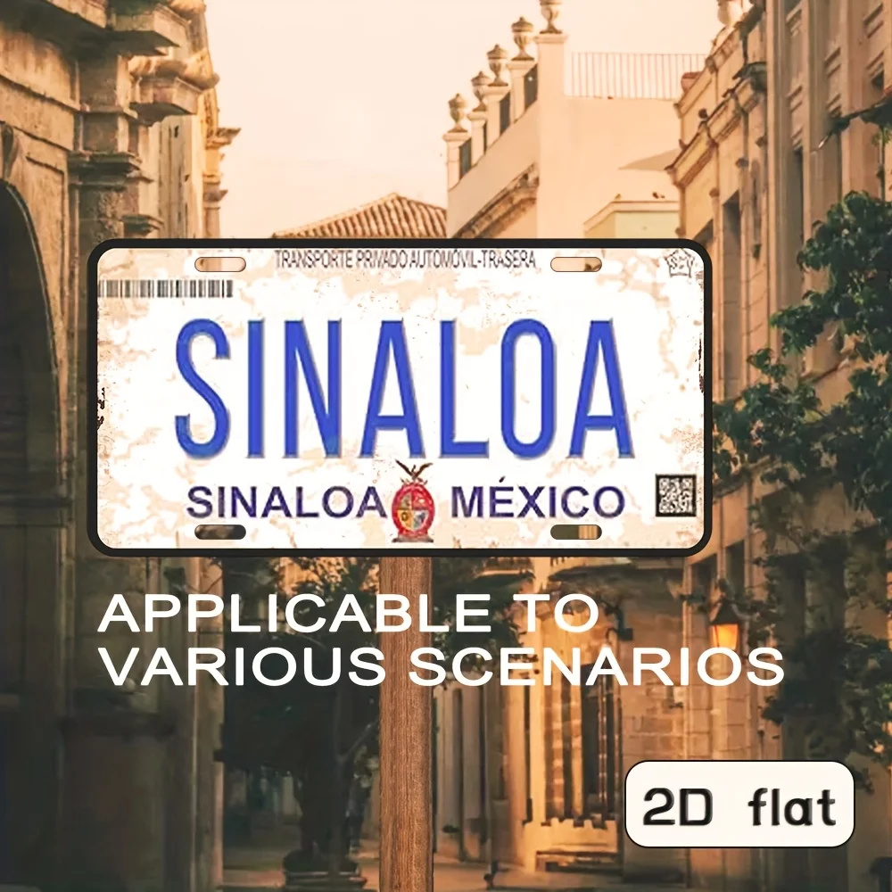 Targa da parete in metallo "Sinaloa Mexico" - Targa decorativa in alluminio con finitura invecchiata, perfetta per casa, garage, caffetteria, bar o