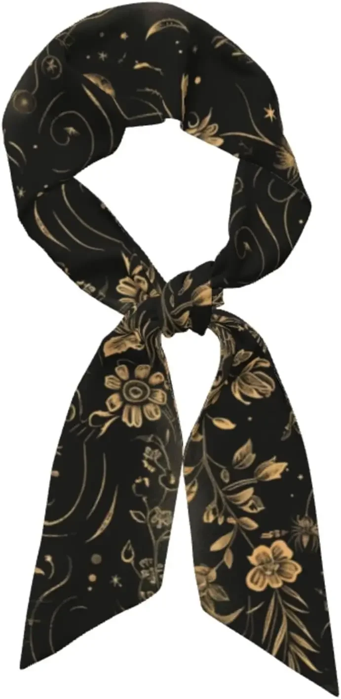 

Head Scarf Hair Neck Scarves for Women Fashion Purse Bag Scarfs Handbags Silky Satin Headscarf Charms