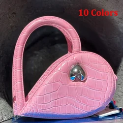 Pink/Green 10 Colors Heart-Shape Purse Leather Girls Handbags Fashion Shoulder Bags Designer Women Alligator Crossbody Clutches