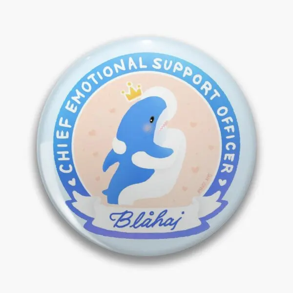 Blahaj Chief Emotional Support Officer  Soft Button Pin Women Hat Lover Gift Badge Clothes Cute Lapel Pin Metal Collar Fashion